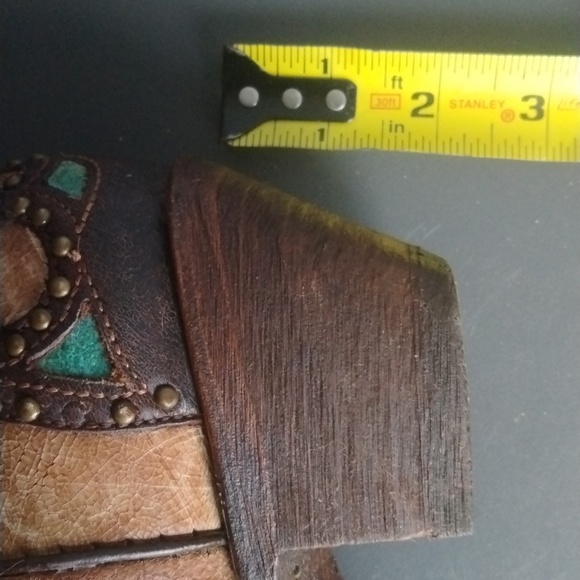 CORRAL AB019 "El Paso" leather snip toe cowgirl boot tan/brown/turquoise sz 9.5 - Picture 12 of 14